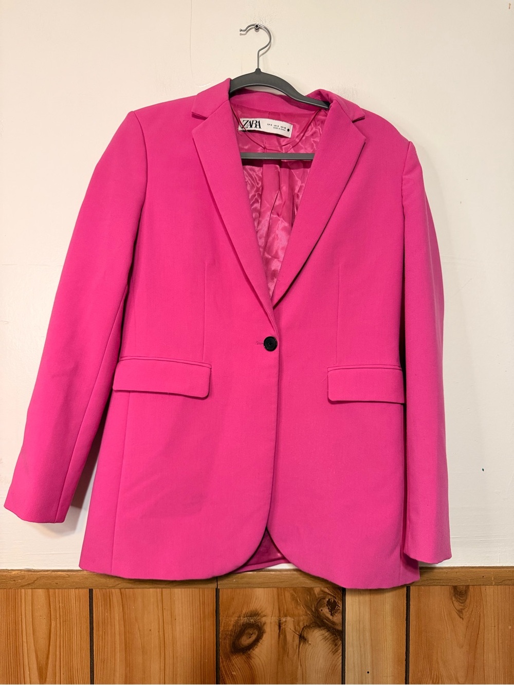 ZARA Bright Pink Single-Button Blazer